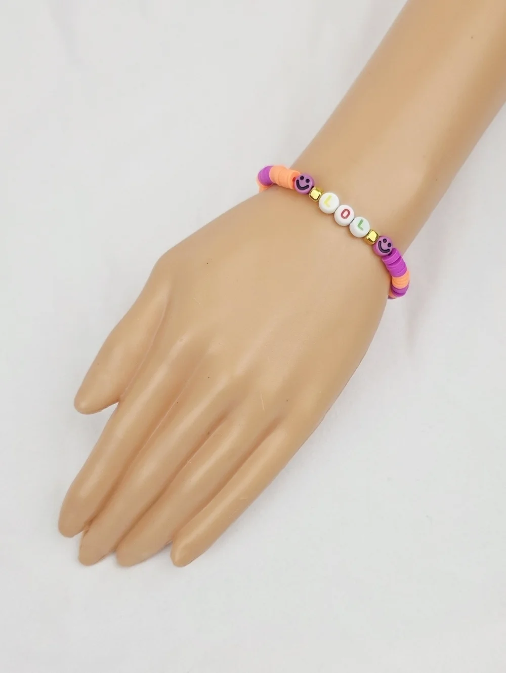 Handmade Clay Bead Smiley Face LoL Bracelet